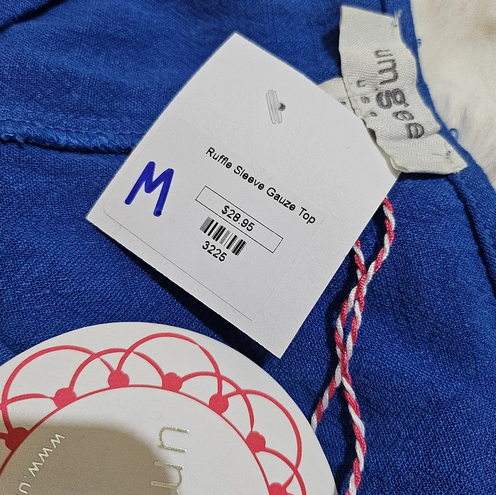 Umgee Ruffle Sleeve Top NWT - Picture 4 of 5